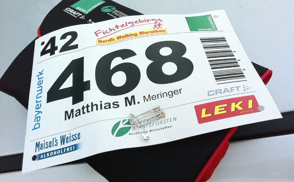 Startnummer 468 beim 11. Fichtelgebirgs-Nordic-Walking-Marathon 2014 in Gefrees
