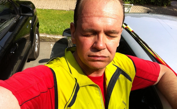Matthias M. Meringer nach dem Nordic-Walking-Halbmarathon in Bad Steben 2015